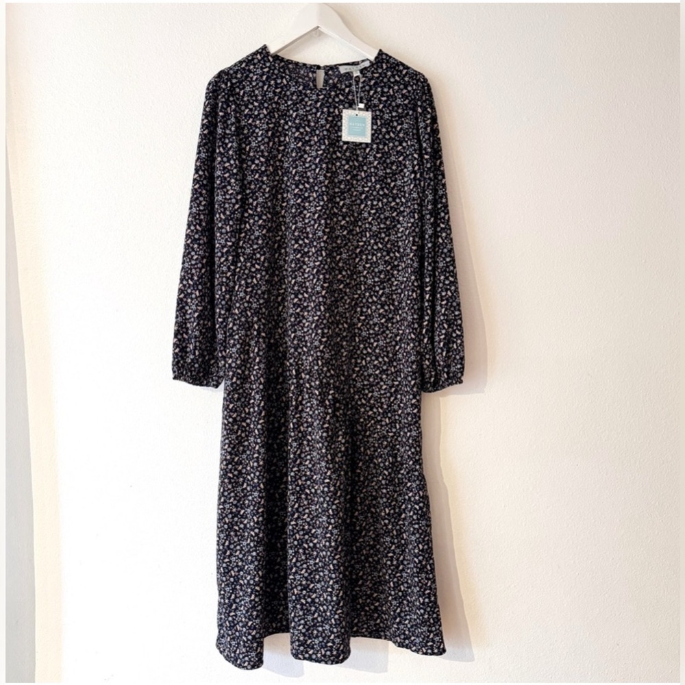 Hayden Los Angeles Black Floral Long Sleeve Dress midi size small nwt
